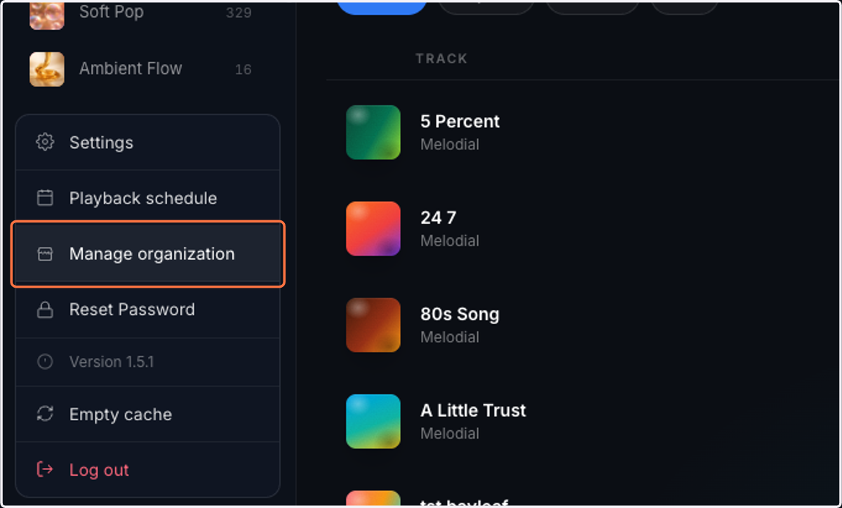 Click on Manage organization