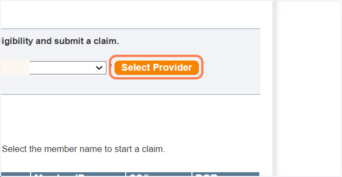 Click on provider