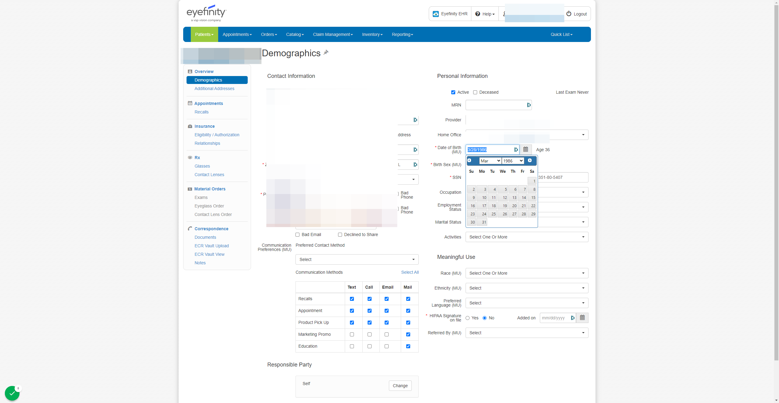 Grab patient DOB from EHR
