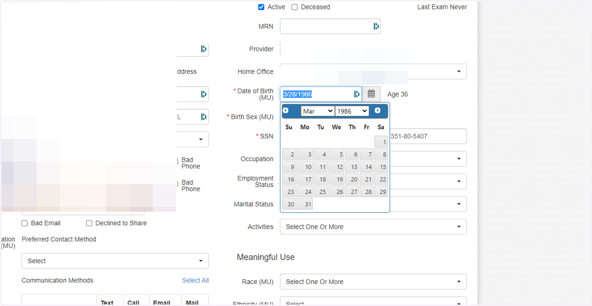 Grab patient DOB from EHR
