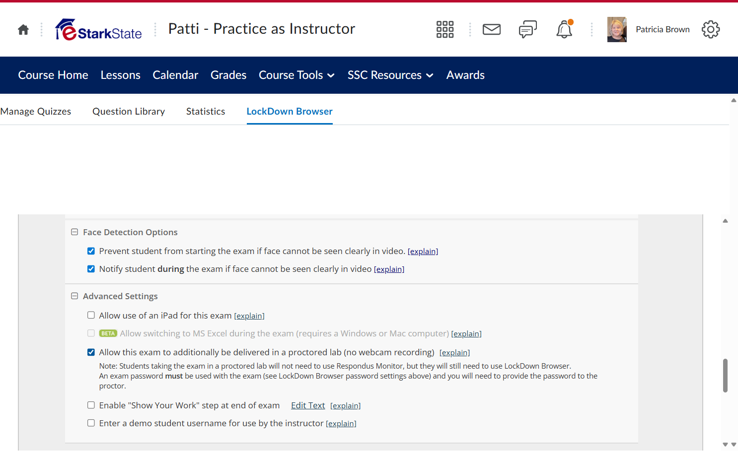 Check Allow this exam to additionally be delivered in a proctored lab (no webcam recording)
