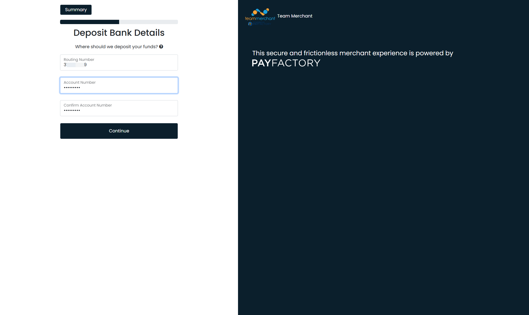 Type routing and account number for deposits