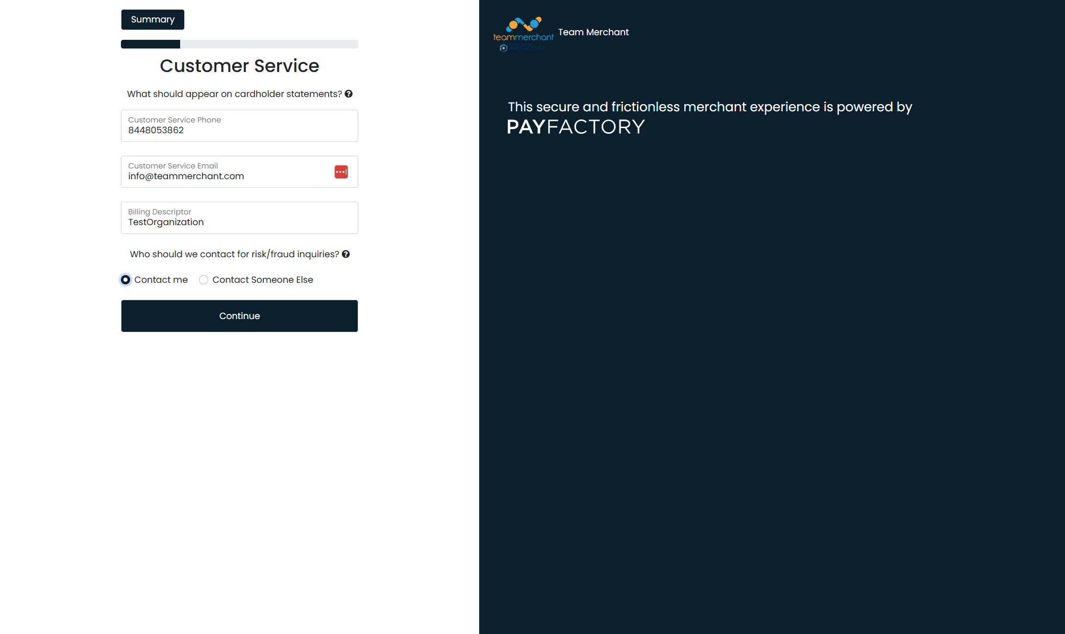 Enter Customer Service Details