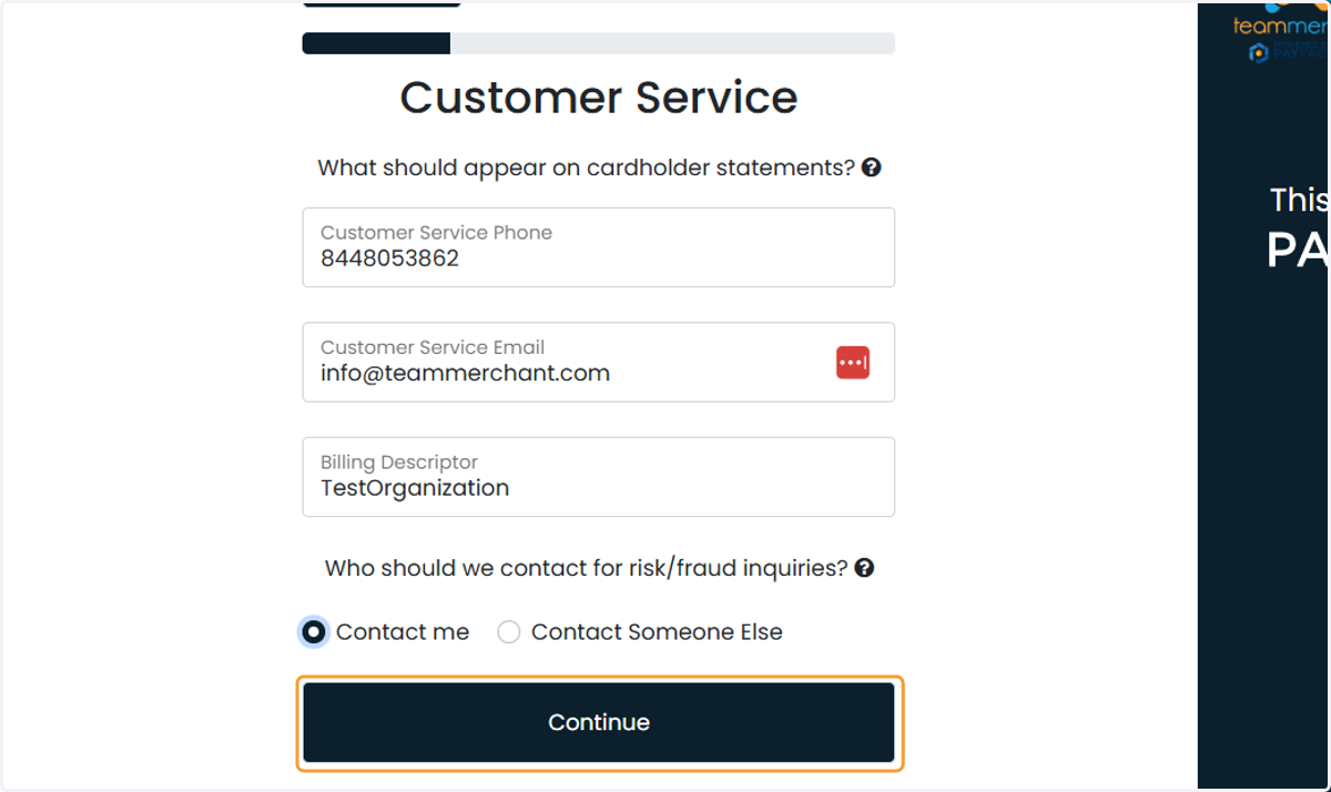 Enter Customer Service Details