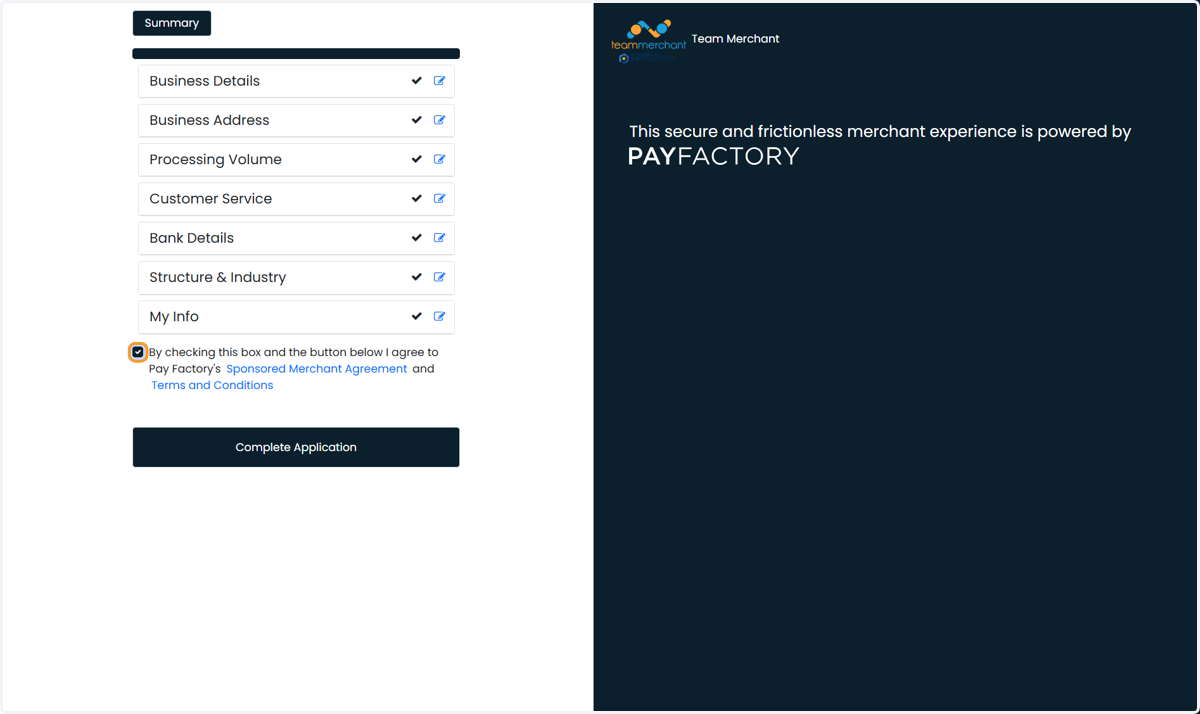 Check the box and click the link to download your merchant agreement