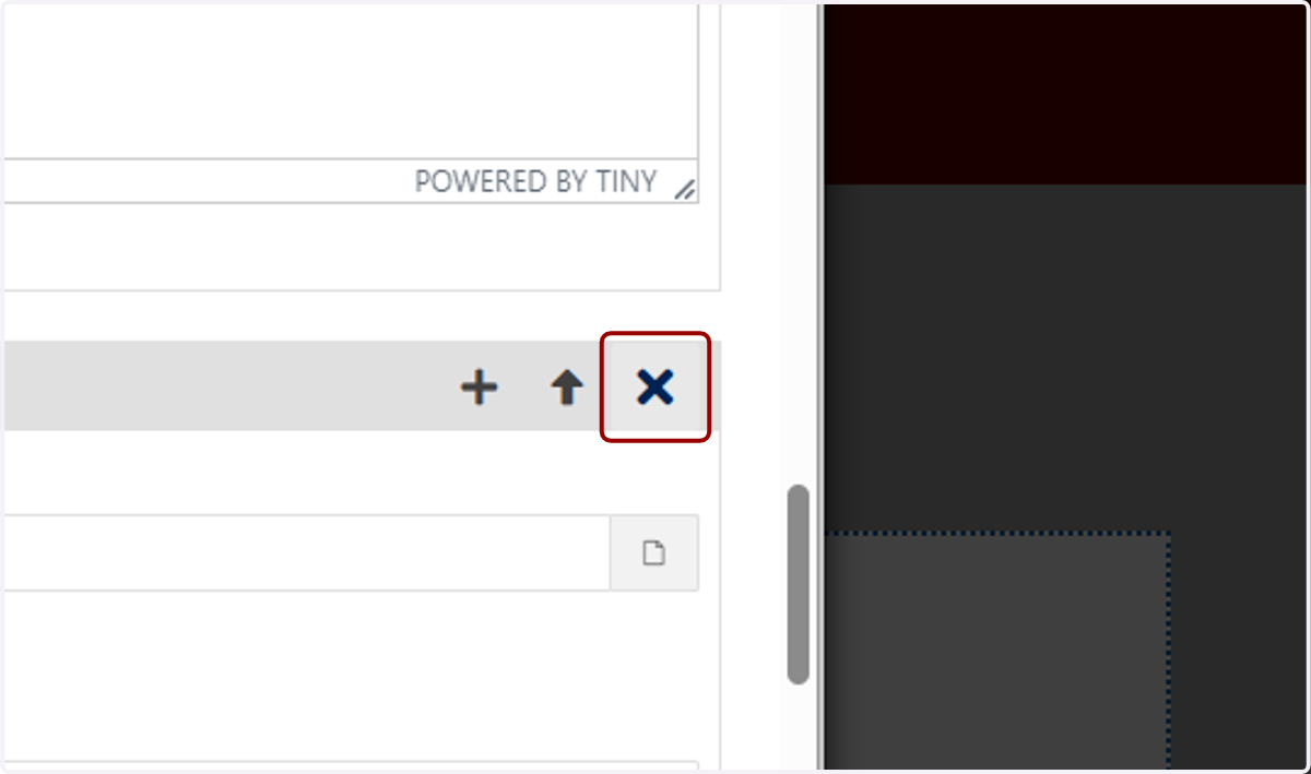 Group action control showing the option to delete a group/card.