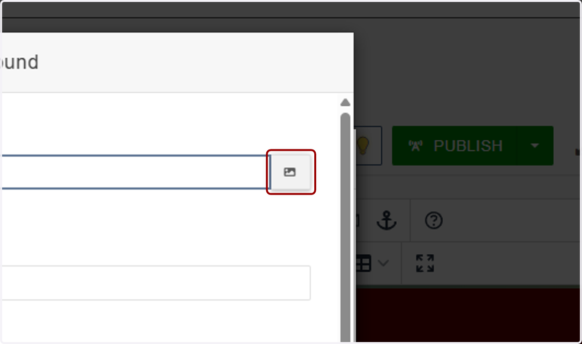 Parallax Image field with the file chooser (browse) icon highlighted.