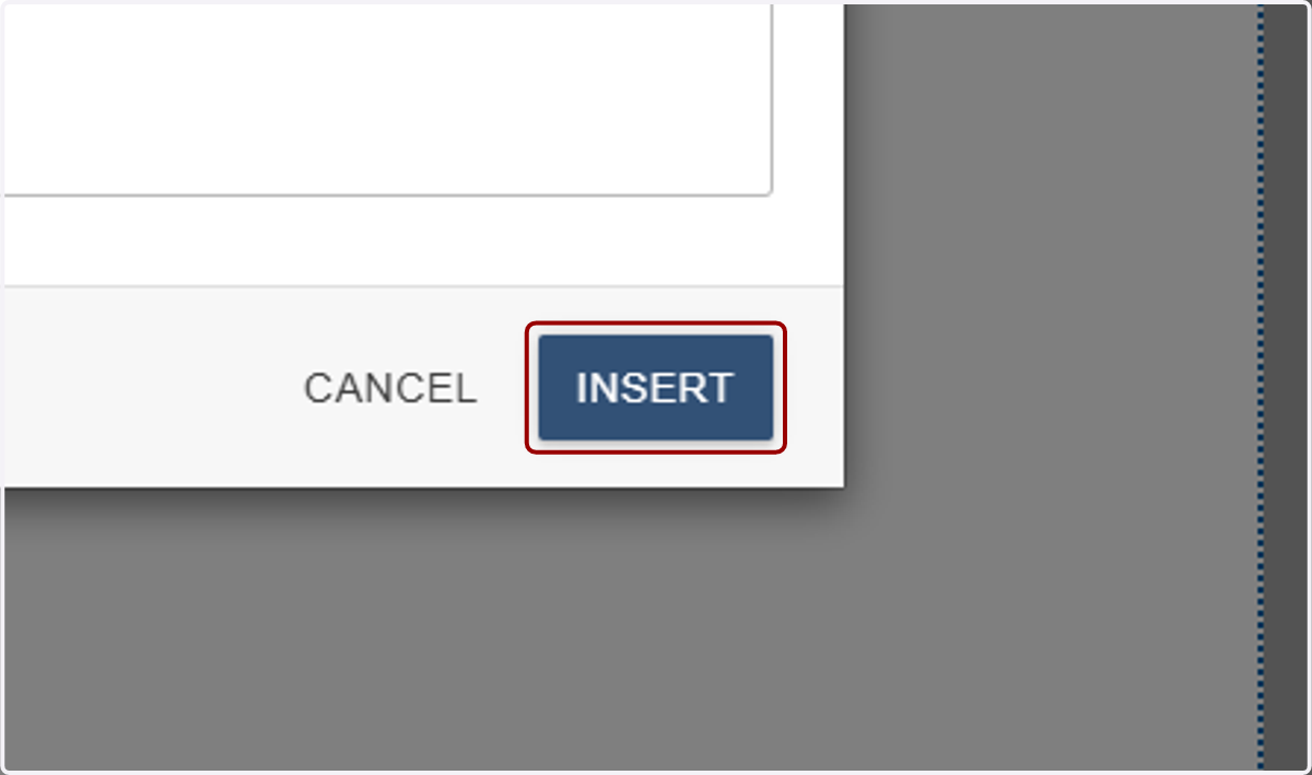 Insert confirmation view with the Insert button highlighted to add the selected component.