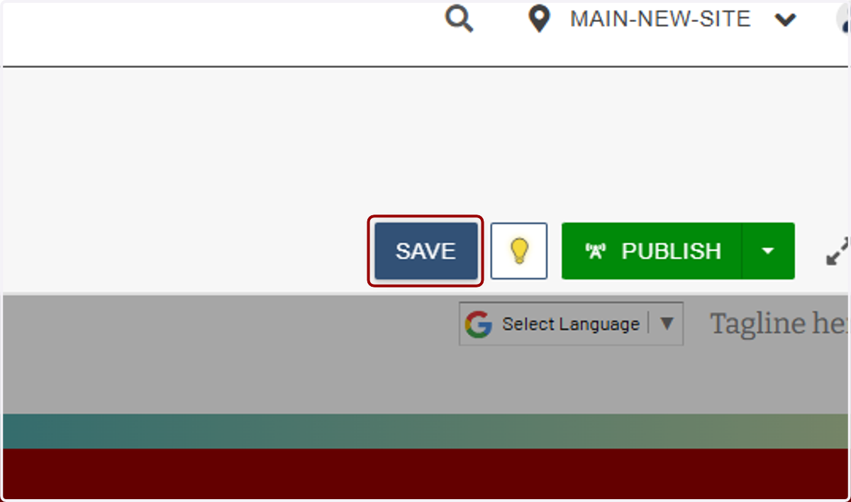 Editor header area with the Save button highlighted before previewing changes.