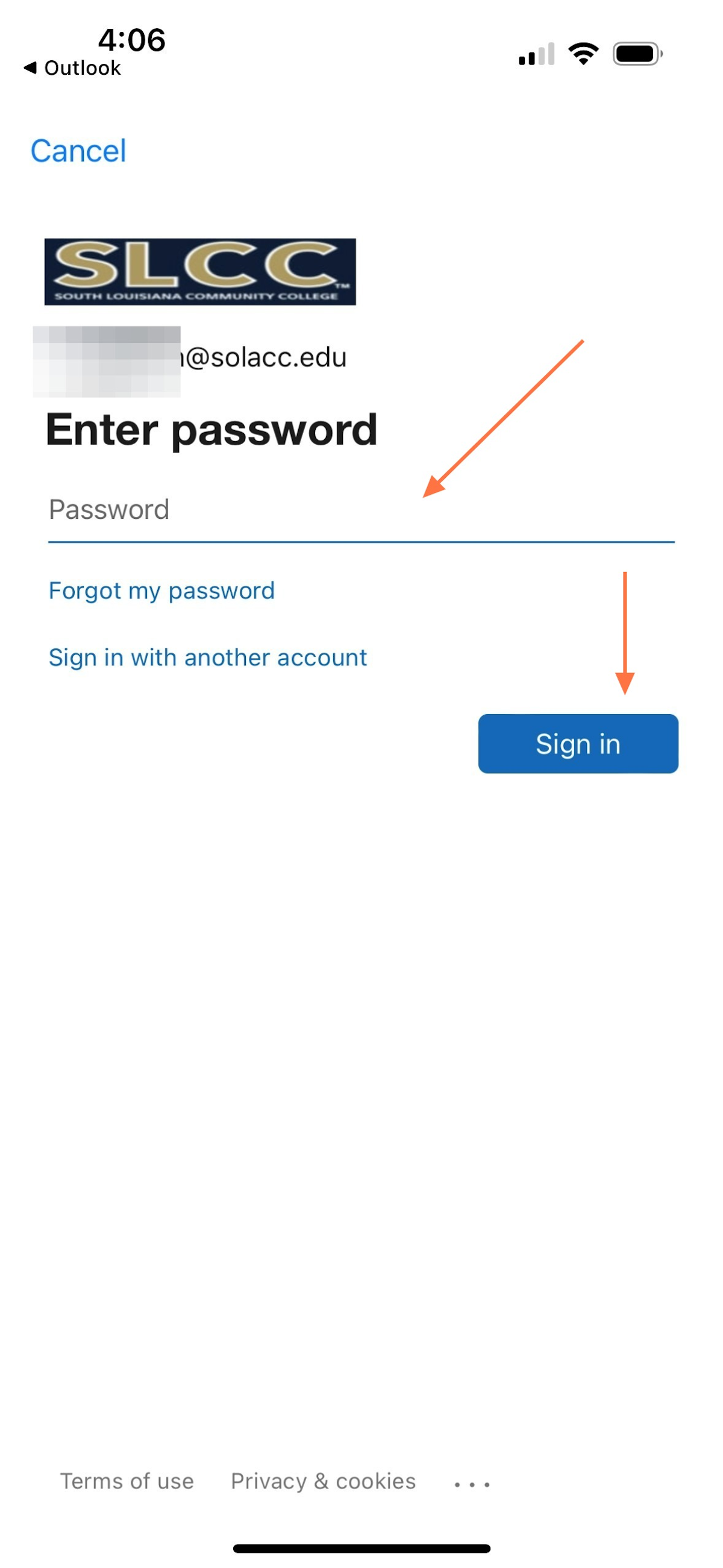 Here, you will put your login information and click sign in.