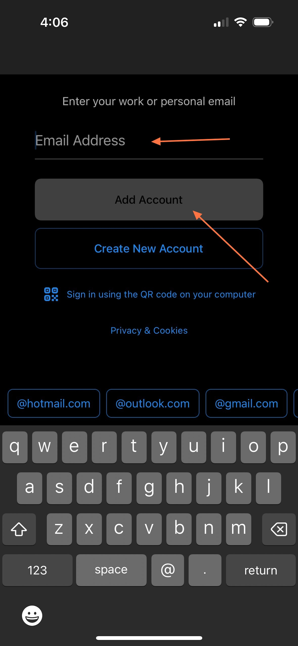 Put your SLCC email address in the blank that says Email Address and hit Add Account