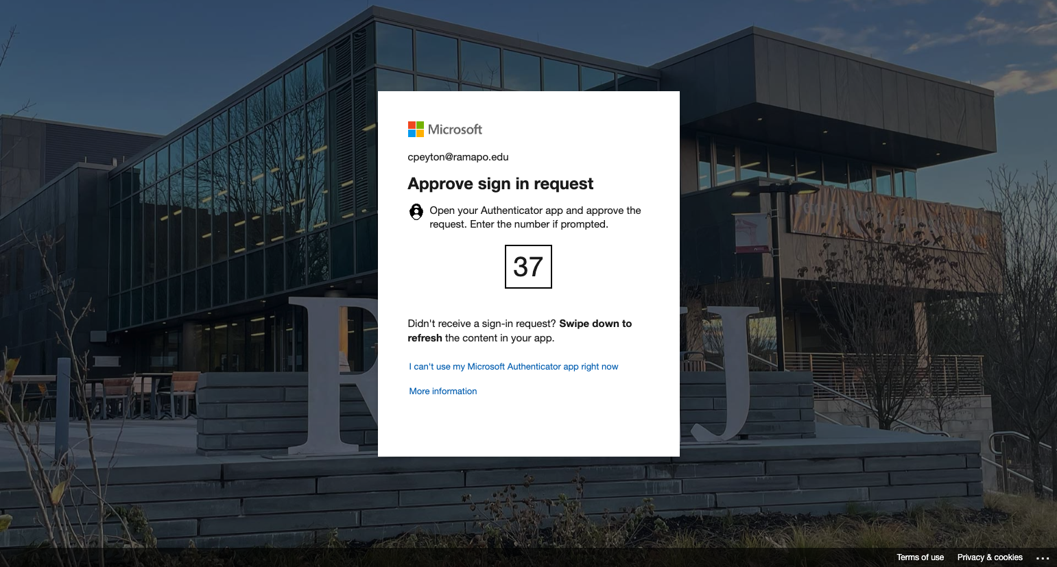Approve the MFA request using your Microsoft Authenticator app