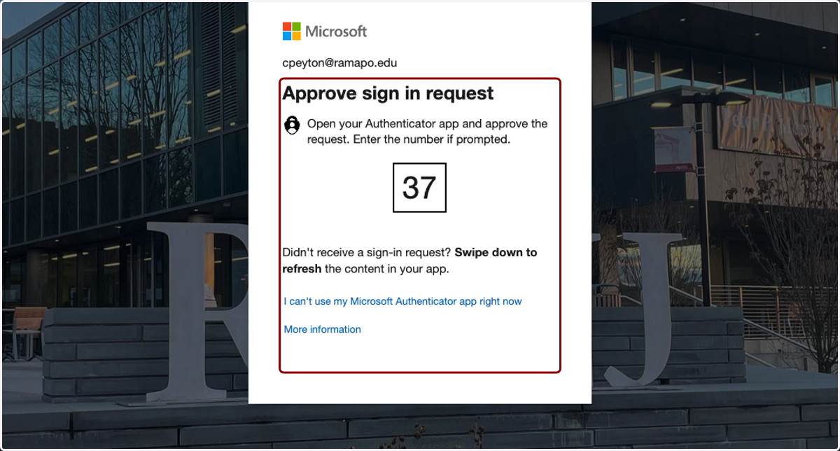 Approve the MFA request using your Microsoft Authenticator app