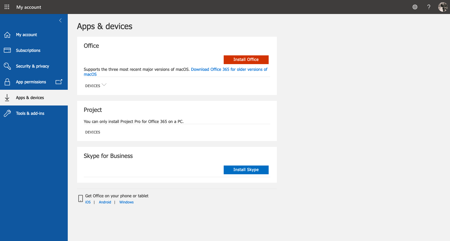 Click on Install Office