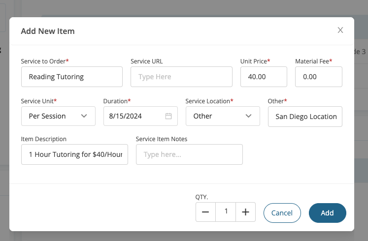 Add Order Details