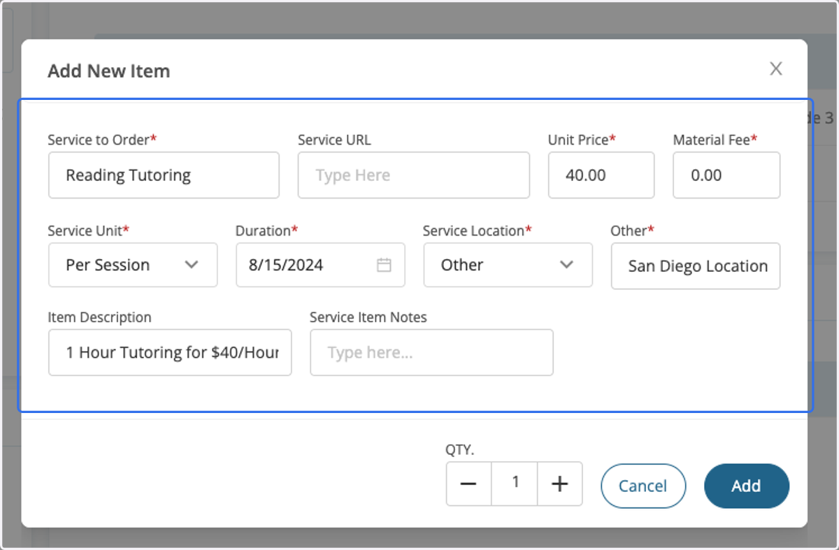 Add Order Details
