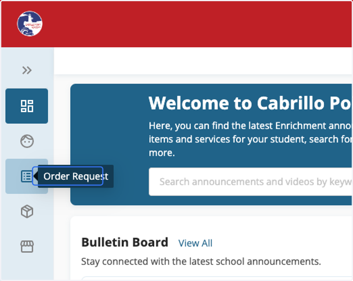 Click on Order Request