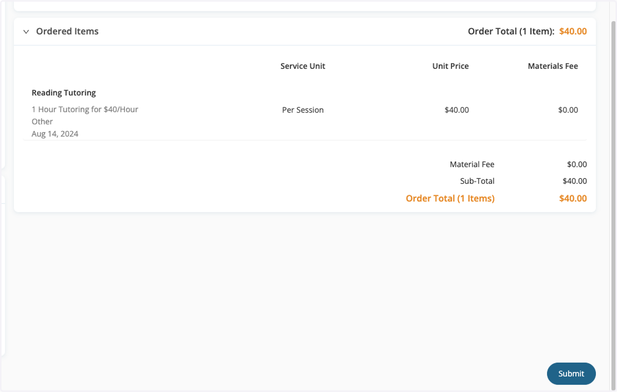 Review Order Request