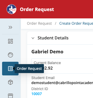 Click on Order Request