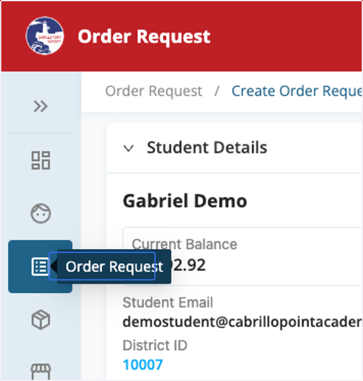 Click on Order Request