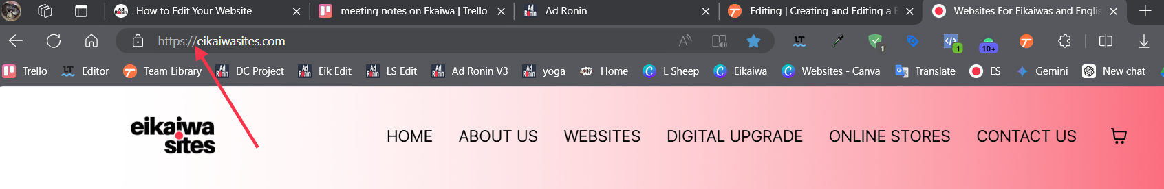 Check the URL in the search bar