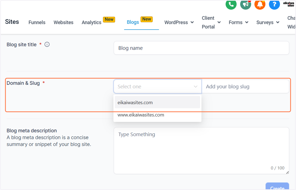Click on Domain & Slug and choose the default domain.