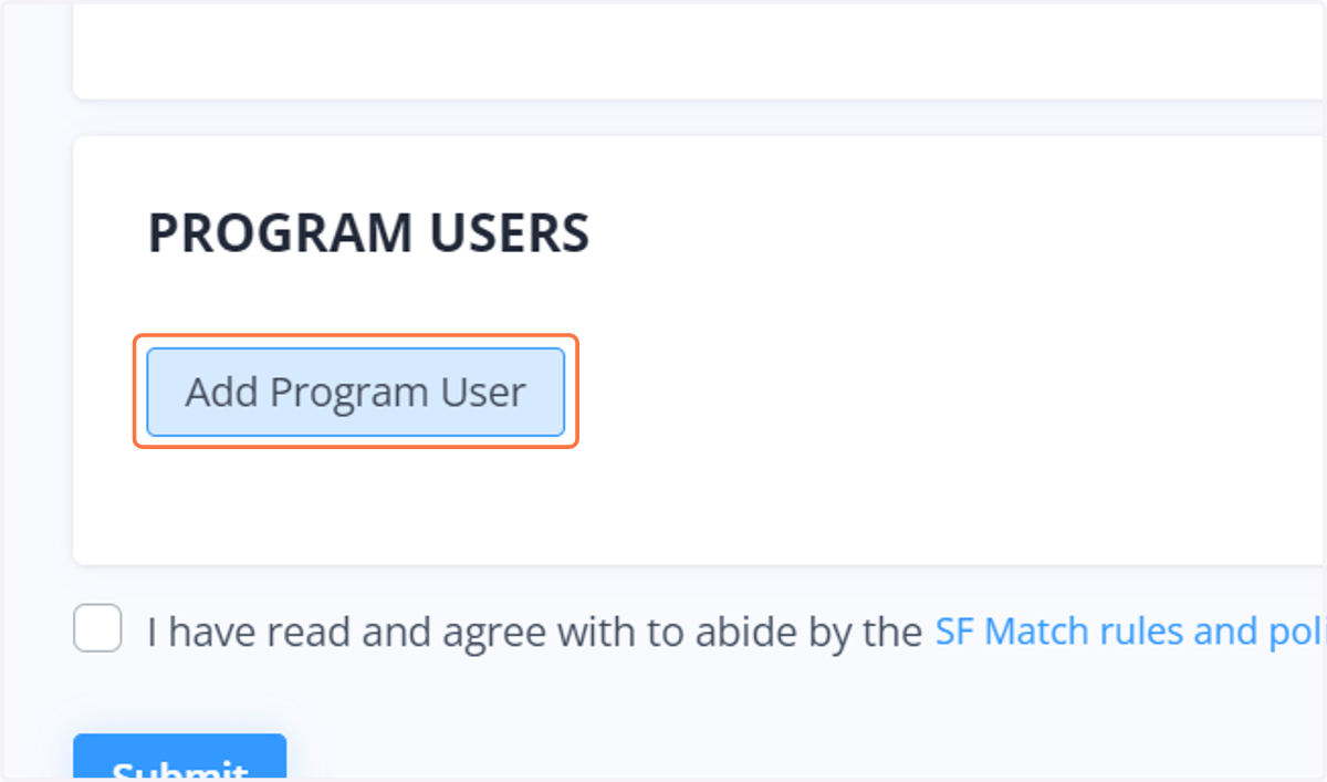 Add your program contacts/users.