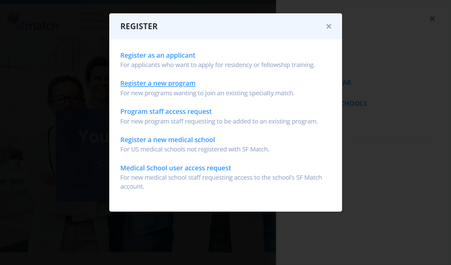 Click on "Register a new program."