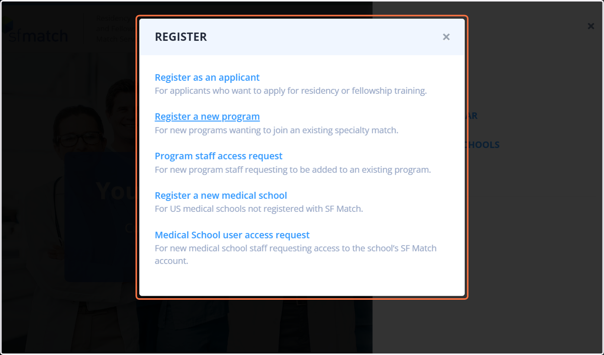 Click on "Register a new program."