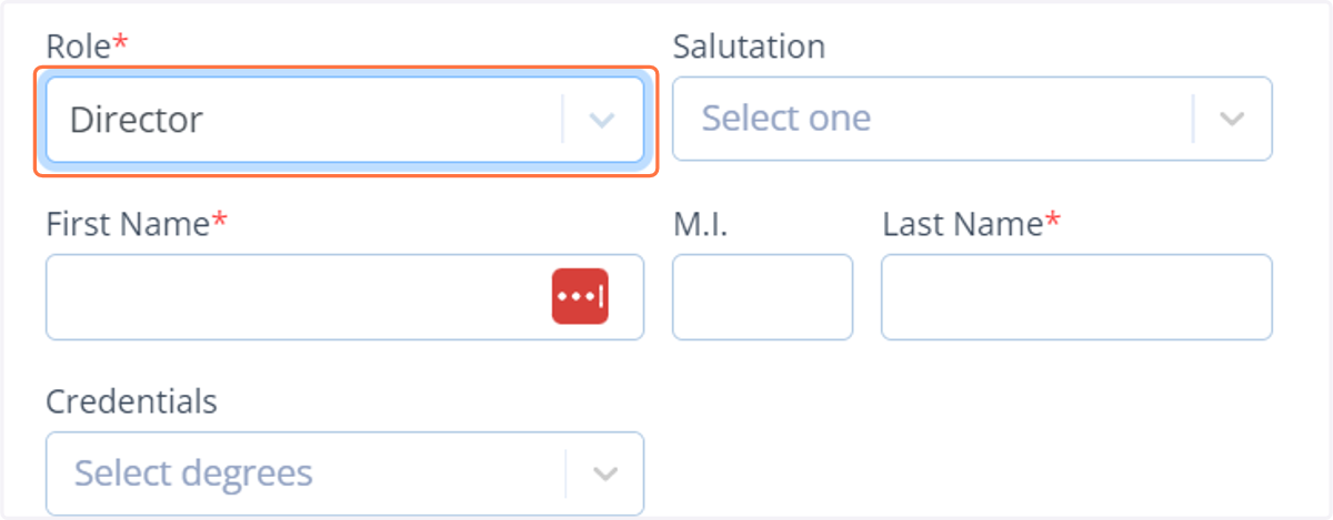 Select "Program Role" to include your director and associate program contacts and fill out contact details.