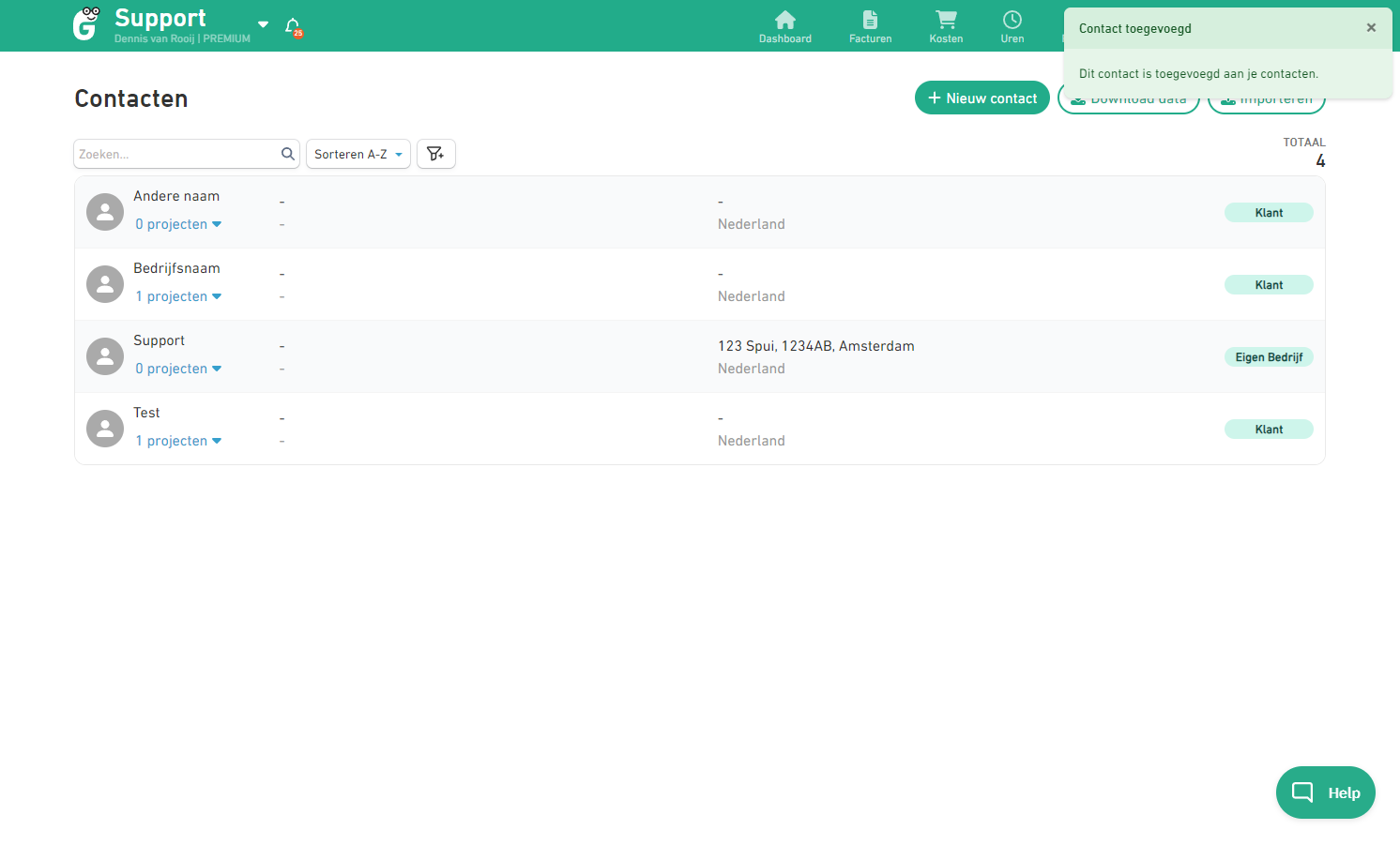 Jouw nieuwe contact is nu toegevoegd!