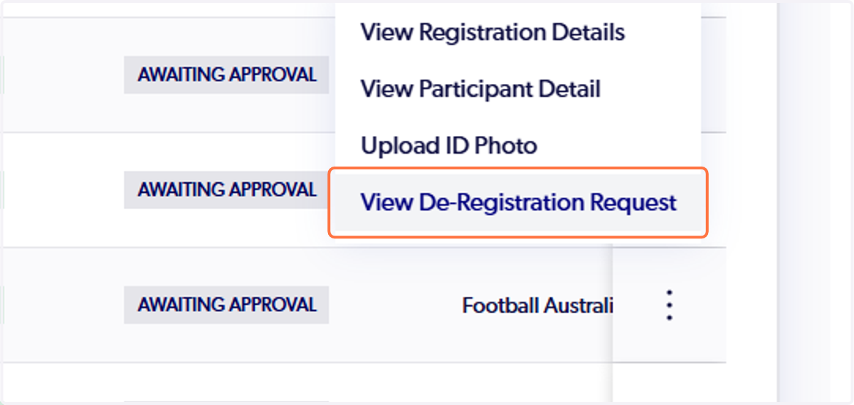 Click on View De-Registration Request