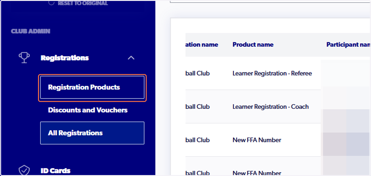 Click on Registration Products
