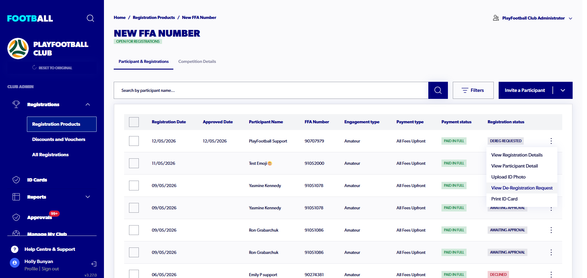 Click on View De-Registration Request
