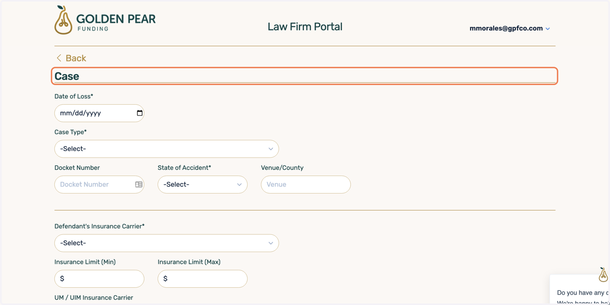 Now, fill the Case information