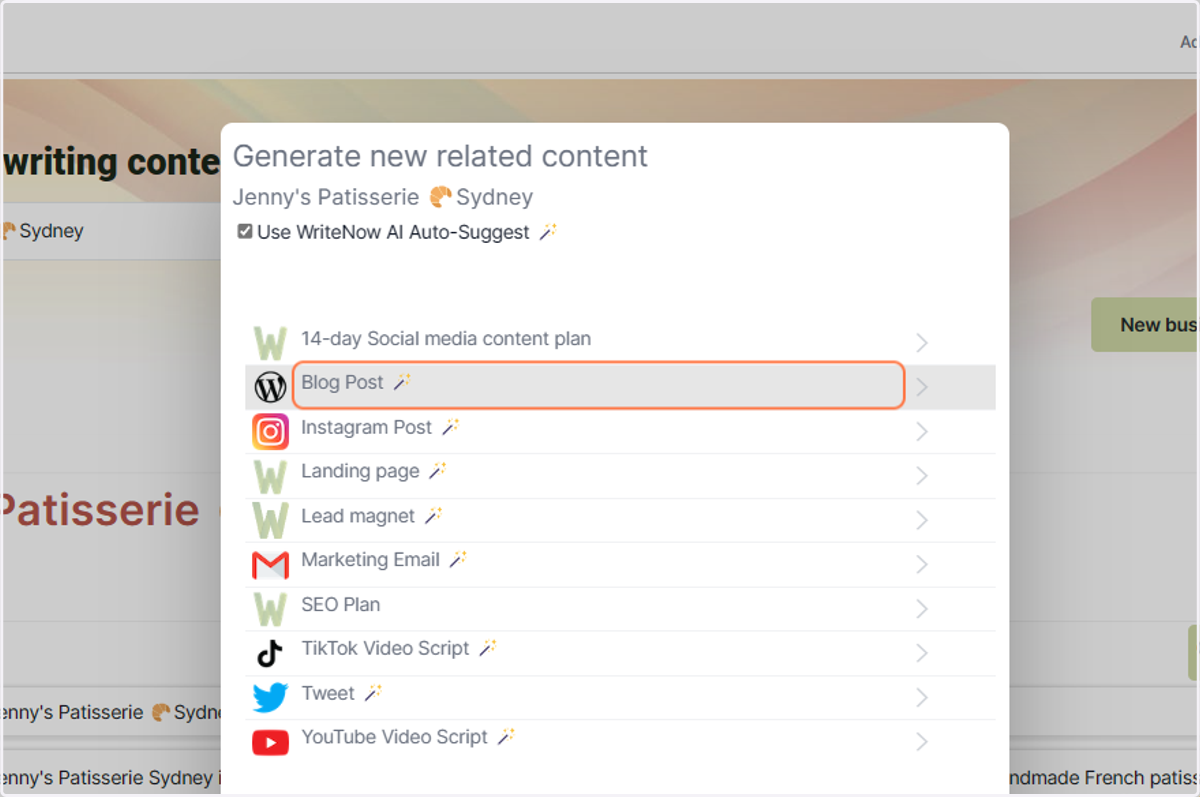 Click on Blog Post 🪄 or your desired content type