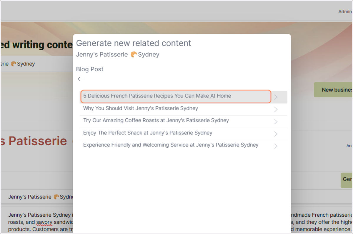 WriteNow AI will suggest topics for your content