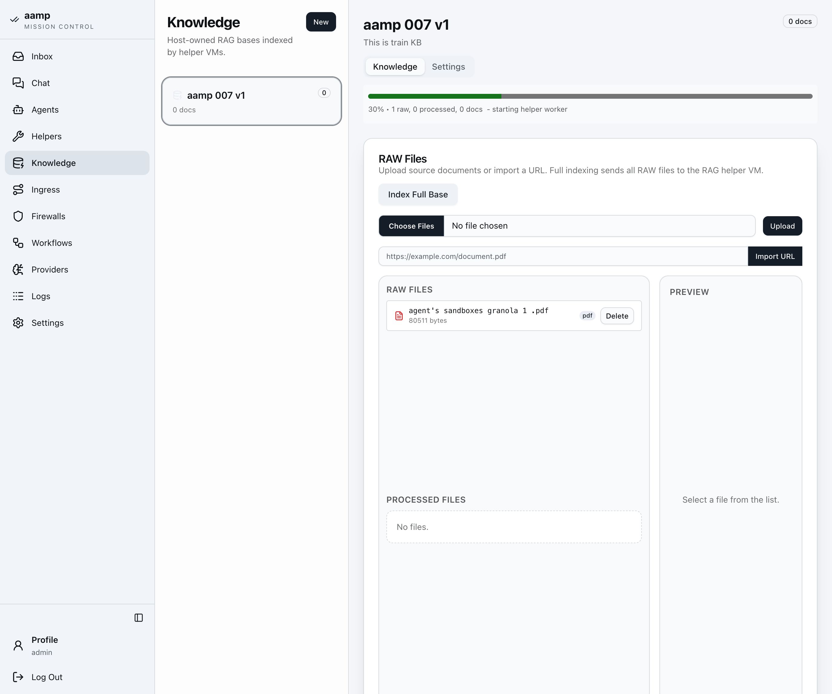 Step 25 of the RAG knowledge base walkthrough