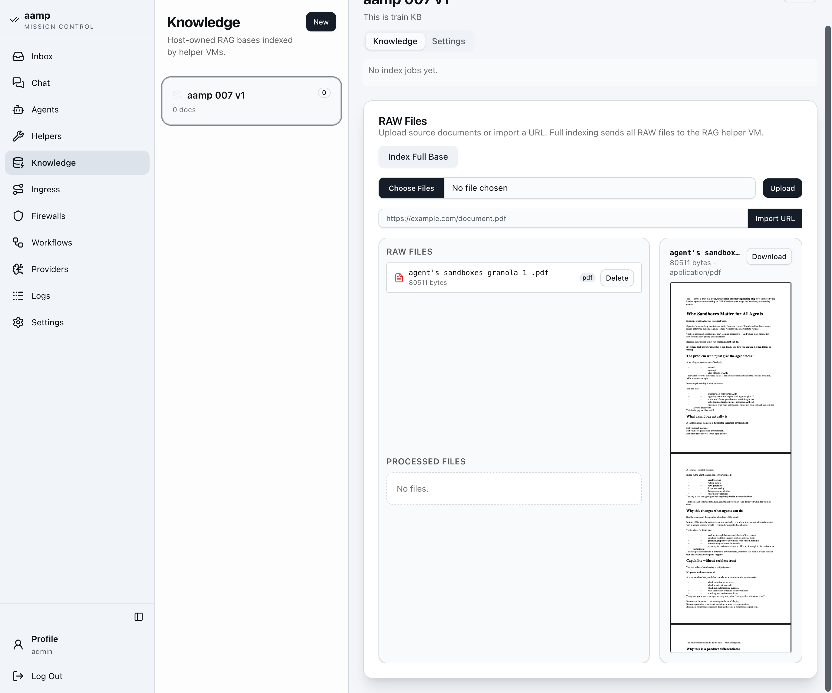Step 24 of the RAG knowledge base walkthrough