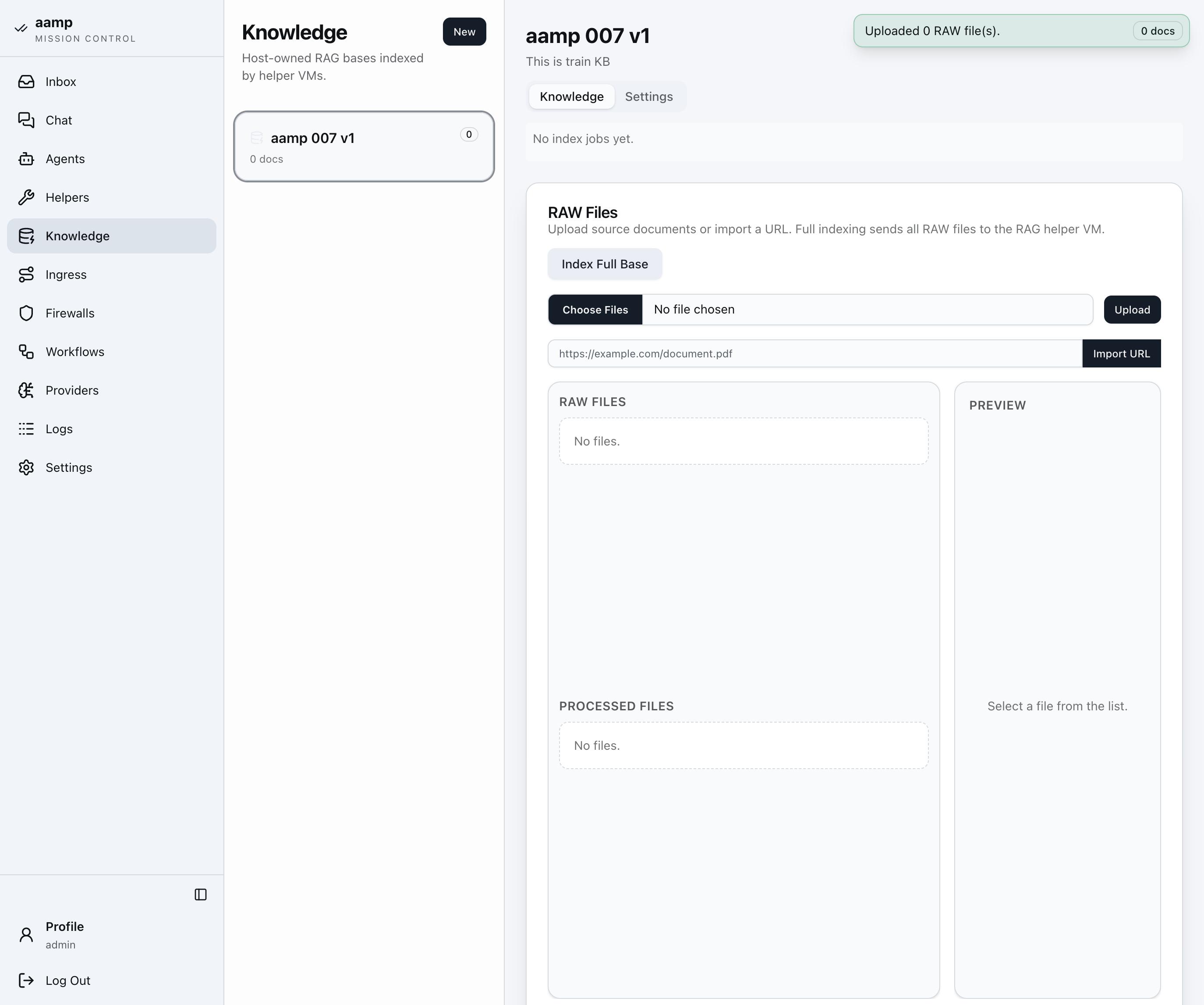 Step 19 of the RAG knowledge base walkthrough