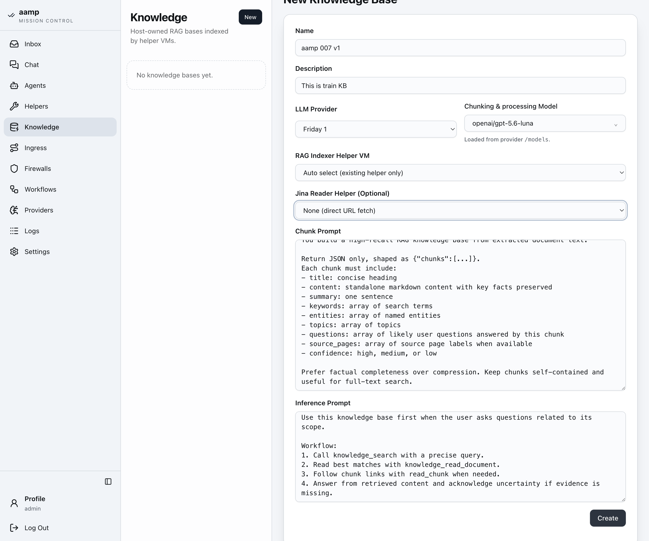 Step 5 of the RAG knowledge base walkthrough