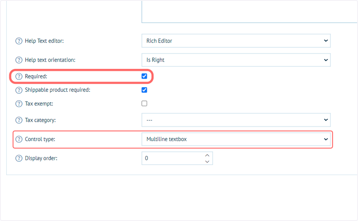Select a control type