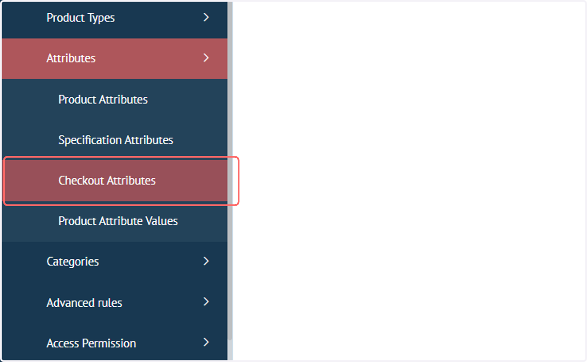 Navigate to Checkout Attributes