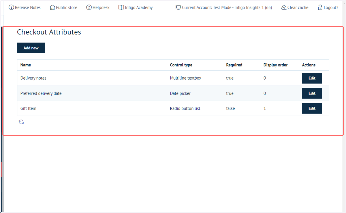 Checkout Attributes