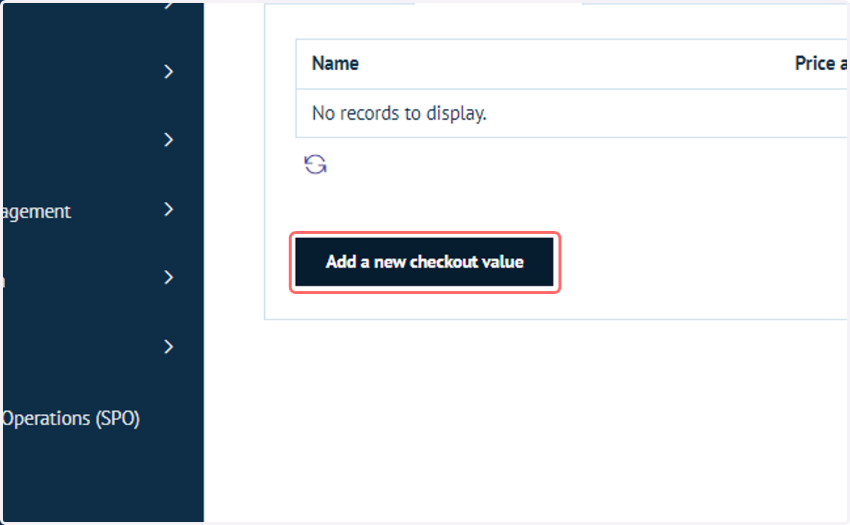 Click on Add a new checkout value