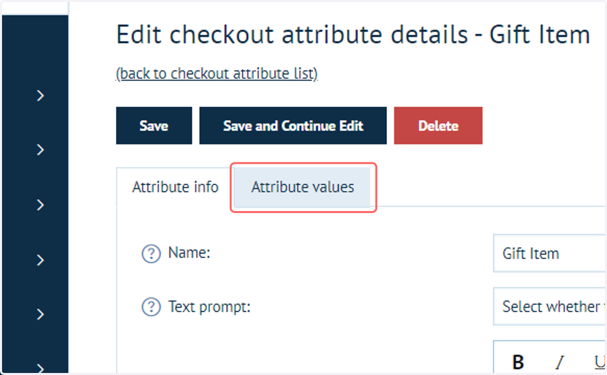 Click on Attribute values
