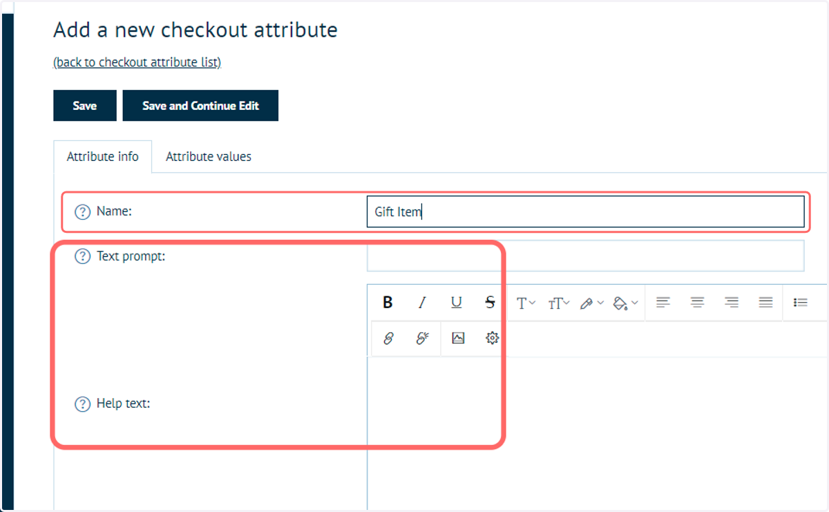 Type the name of the Checkout Attribute