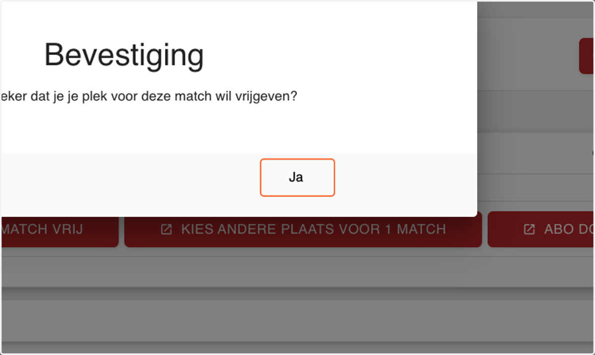 Bevestig je keuze door op 'Ja' te klikken.