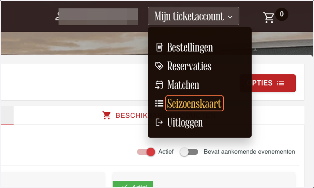 Click on Seizoenskaart