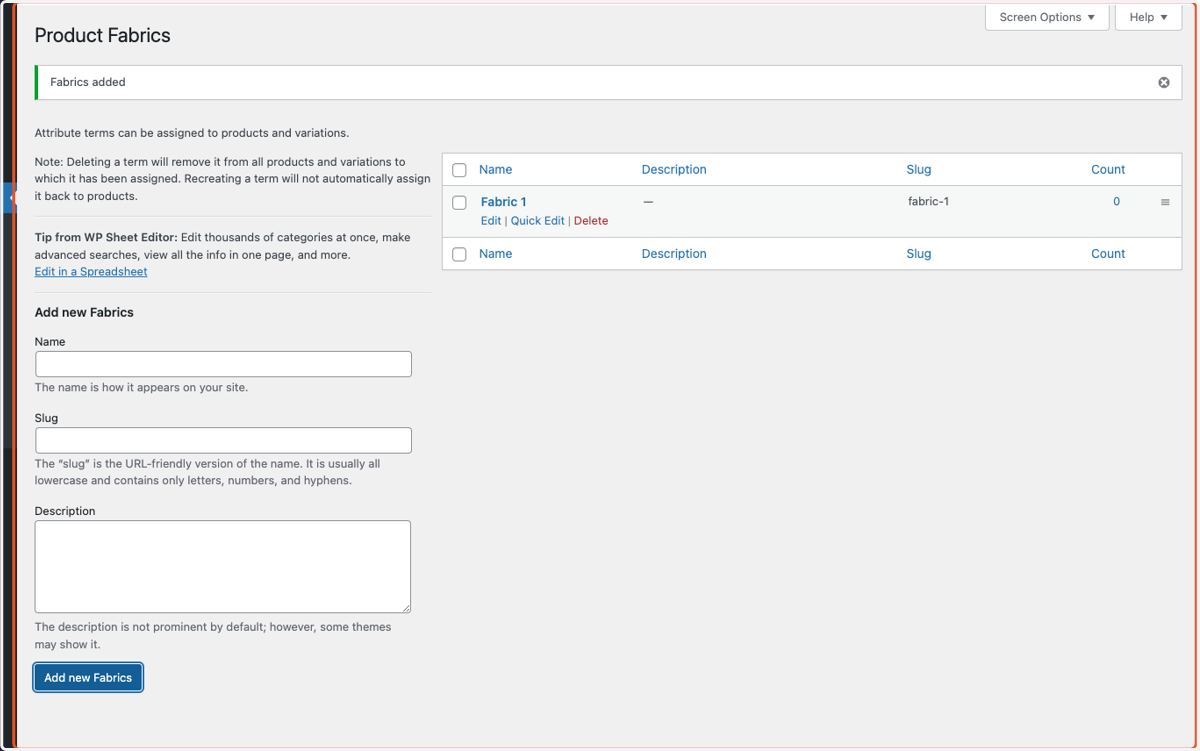 You will see the new configuration pop up in the right box. Repeat these steps until all the configurations have been created for the attribute.